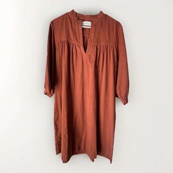 WVN Dresses & Skirts - WVN Dress Womens Size Large V Neck Red Long Sleeve Above Knee Casual Spring